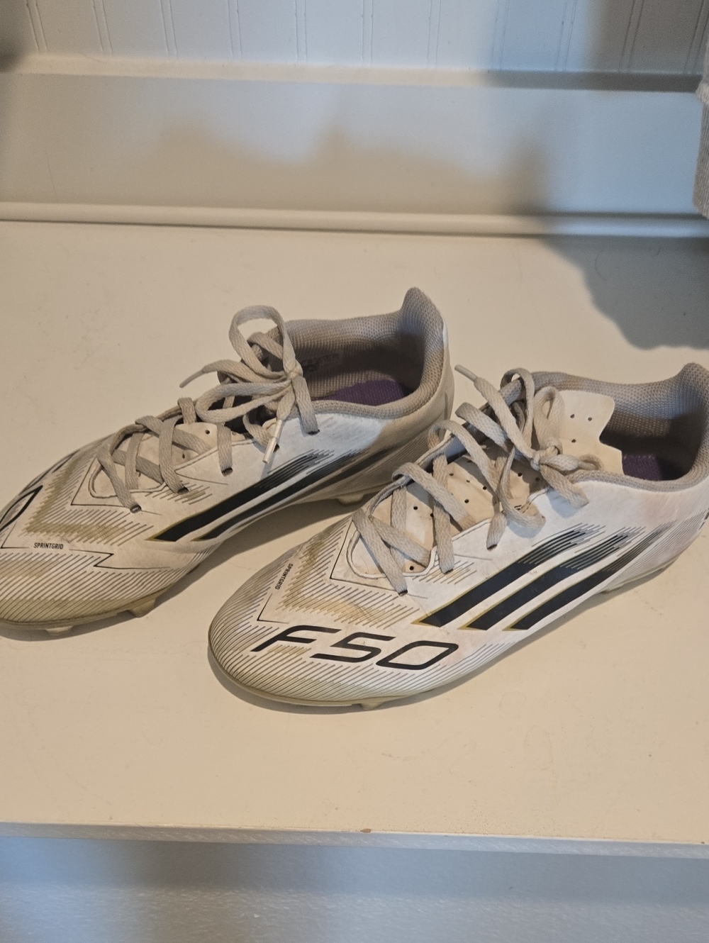 adidas White and Black F50 Soccer Cleats - Size 6